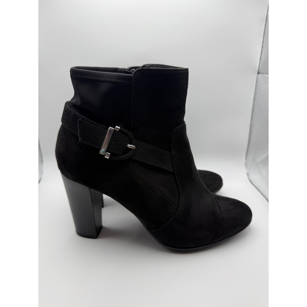 Kelly & Katie Larix Black Suede Buckle Block Heel Ankle Boots Womens US 9M‎
